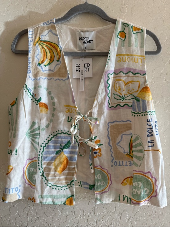 Paper Heart Tops - Paper Heart, large, linen blend vest